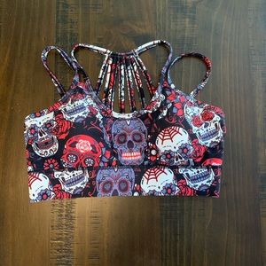Constantly Varied Gear Strappy Skulls and Roses Sports Bra - M